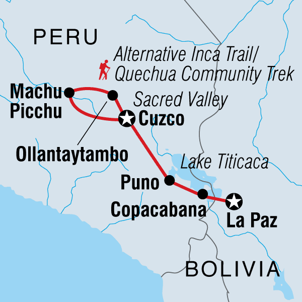 Map of Bolivia and Peru